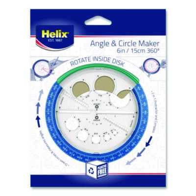 360 Degree Angle And Circle Maker 2-In-1 Protractor And Compass Tool, 2" Ruler Edge, Plastic, Randomly Assorted Color
