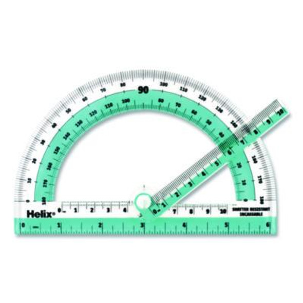 180 Degree Shatter Resistant Swing Arm Protractor, 6" Ruler Edge/10 Cm Ruler Edge, Plastic, Randomly Assorted Color