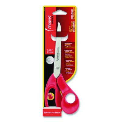 Expert Left-Handed Multipurpose Scissors, 8.25" Long, 5" Cut Length, Straight Red Handle