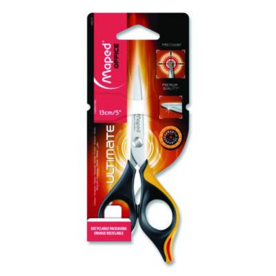 Ultimate Precision Soft Grip Multipurpose Scissors, 5.75" Long, 3" Cut Length, Straight Black/Orange Handle