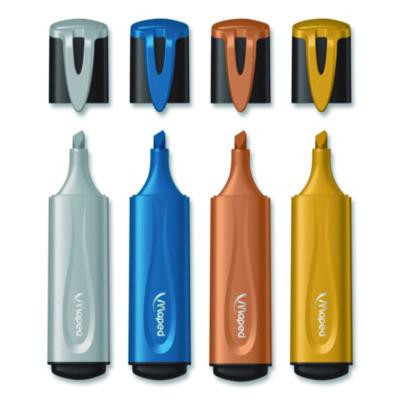 Fluo Peps Metallic Glitter Highlighter, Assorted Ink, Chisel Tip, Assorted Barrel, 4/Pack