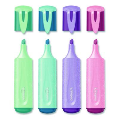 Fluo Peps Pastel Glitter Highlighter, Assorted Ink, Chisel Tip, Assorted Barrel, 4/Pack