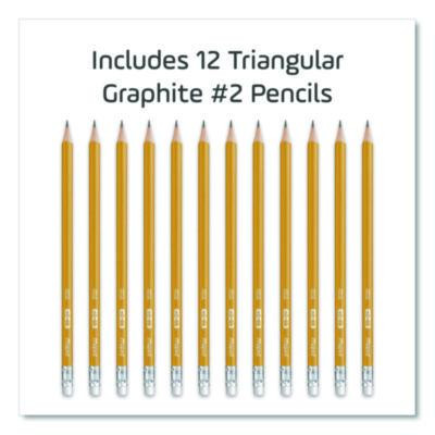 Essentials Triangular Pre-Sharpened Pencils, Hb (#2), Black Lead, Yellow Barrel, 12/Box