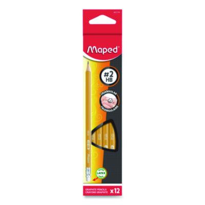 Essentials Triangular Pre-Sharpened Pencils, Hb (#2), Black Lead, Yellow Barrel, 12/Box