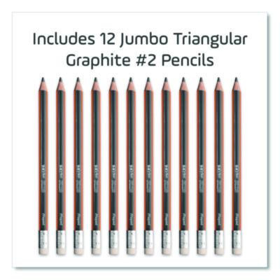 Black'Peps Jumbo Triangular Pencils, Hb (#2), Black Lead, Orange/Black Barrel, Dozen