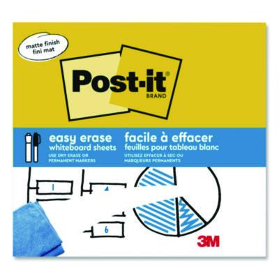 Easy-Erase Whiteboard Sheets, Plastic Surface, 9.1 x 9.1, White, 2/Pack