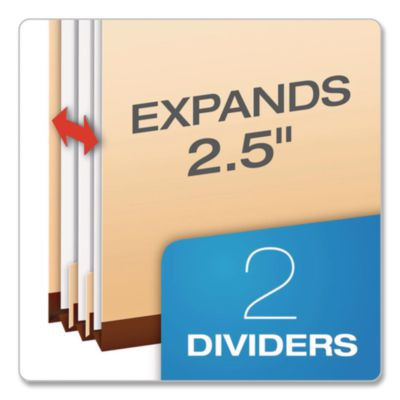 Manila Top Tab Classification Folders, 2/5-Cut Tab, Expands 1.75", 2 Dividers, 6 Fasteners, Letter Size, Manila, 10/Box