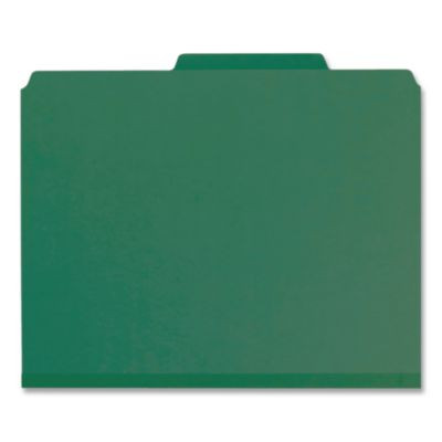 Pressboard Classification Folders, 2/5 Tab, Expands 2.5", 2 Full-Pocket Dividers, 6 Fasteners, Letter Size, Dark Green, 10/Bx