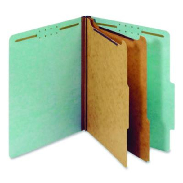 Colored Pressboard Top Tab Classification Folders, 2.5" Expansion, 2 Dividers, 6 Fasteners, Letter Size, Light Blue, 10/Box