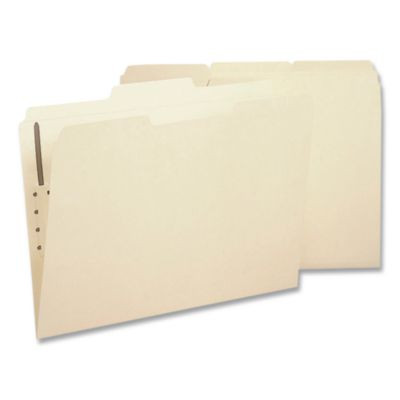 Manila Fastener Folders, 1/3-Cut Tab: Assorted, Expands 0.75", 2 Fasteners, Letter Size, Manila, 50/Box