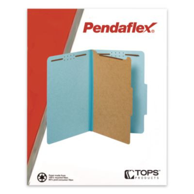 Pressboard Top Tab Classification Folders, 2/5-Cut Tab, Expands 1.75", 1 Divider, 4 Fasteners, Legal Size, Light Blue, 10/Box