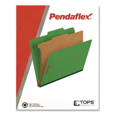 Pressboard Top Tab Classification Folders, 2/5-Cut Tab, Expands 1.75", 1 Divider, 4 Fasteners, Legal Size, Dark Green, 10/Box