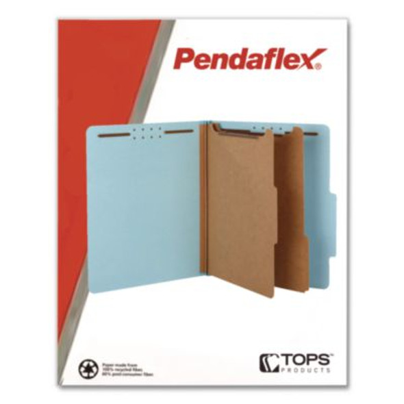 Pressboard Top Tab Classification Folders, 2/5-Cut Tab, Expands 2.5", 2 Dividers, 6 Fasteners, Legal Size, Light Blue, 10/Box
