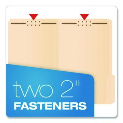 Manila Fastener Folders, 1/3-Cut Tab: Right, Expands 1.5", 2 Fasteners, Legal Size, Manila, 50/Box