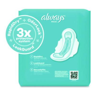 Maxi Long Super Daytime Pad With Wings, Size 2, Super Absorbency, 18/Pack, 8 Packs/Carton