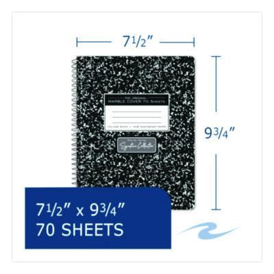 Signature Collection Spiralbound Composition Book, Medium/College Rule, Black Marble Cover, (70) 9.75 x 7 Sheets