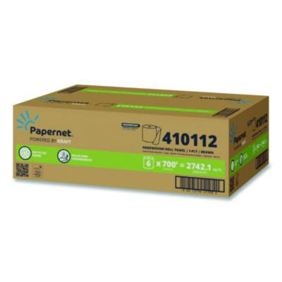 Hytech Seas Hardwound Roll Towel Kraft, 1-Ply, 7.9" x 700 Ft, Brown, 6/Carton