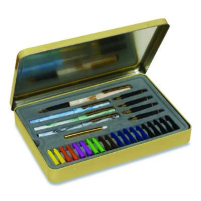 Master The Art Of Calligraphy Fountain Pen Set, 33 Pieces, (5) Nib Sizes, (7) Ink Colors, (4) Barrel Colors