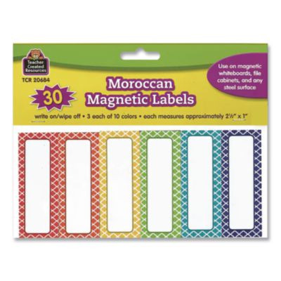 Moroccan Magnetic Labels, 10 Assorted Colors, 2.5" x 1", 30/Pack