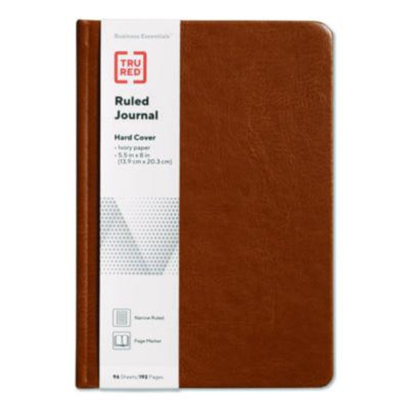Hardcover Business Journal With Elastic Closure, 1-Subject, Narrow Rule, Cognac Cover, (96) 8 x 5.5 Sheets