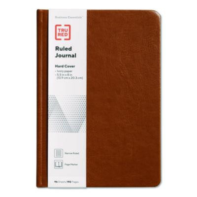 Hardcover Business Journal With Elastic Closure, 1-Subject, Narrow Rule, Cognac Cover, (96) 8 x 5.5 Sheets
