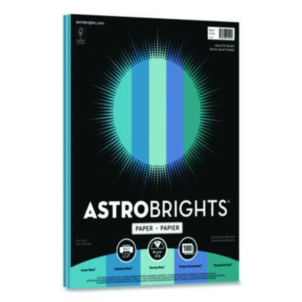 Color Paper - "Galactic Blues" Assortment, 24 Lb Bond Weight, 8.5 x 11, Assorted Blue Colors, 100/Pack
