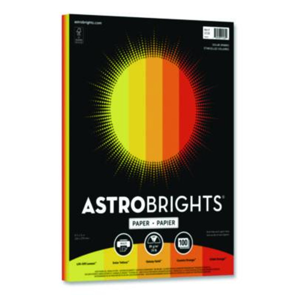 Color Paper - "Solar Sparks" Assortment, 24 Lb Bond Weight, 8.5 x 11, Assorted Yellow And Orange Colors, 100/Pack