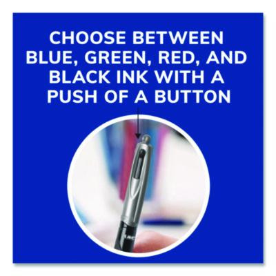 4-Color Pro Grip Multi-Color Ballpoint Pen, Retractable, Medium 1 Mm, Black/Blue/Green/Red Ink, Black/Gray Barrel, Dozen