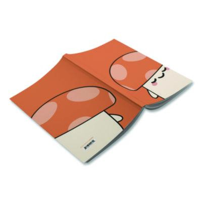 Smoko Kai Mushroom Layflat Notebook, 1-Subject, Medium/College Rule, Orange/White Cover, (72) 8 x 5 Sheets