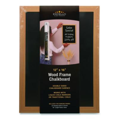 Chalkboard Sign, Black Surface, Brown Frame, 12 x 16