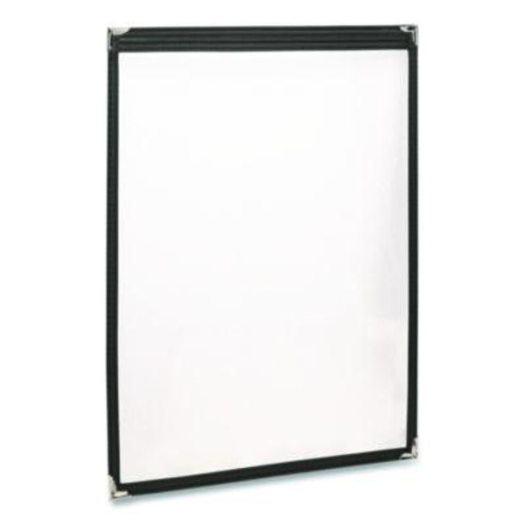 Menu Holder For 8.5 x 11 Menus, Portrait Orientation, 2-View, 9.3 x 12 Holder, Clear/Black/Silver, 10/Pack