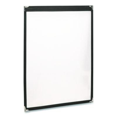 Menu Holder For 8.5 x 11 Menus, Portrait Orientation, 2-View, 9.3 x 12 Holder, Clear/Black/Silver, 10/Pack