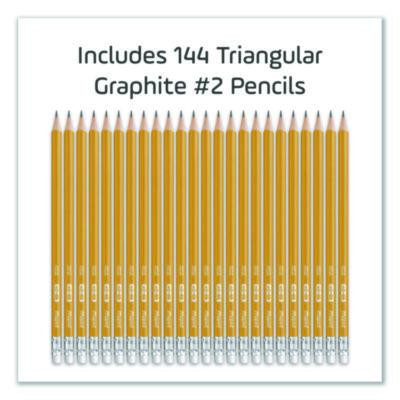 Essentials Triangular Pre-Sharpened Pencils, Hb (#2), Black Lead, Yellow Barrel, 144/Box