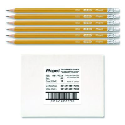 Essentials Triangular Pre-Sharpened Pencils, Hb (#2), Black Lead, Yellow Barrel, 144/Box
