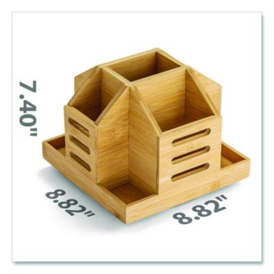 Bamboo Rotary Organizer, 9 Compartments, 8.85 x 8.82 x 7.4, Brown, Bamboo
