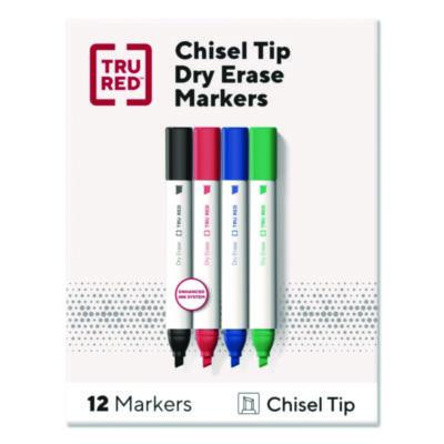 Tank Dry Erase Markers, Broad Chisel Tip, Assorted Colors, 12/Pack