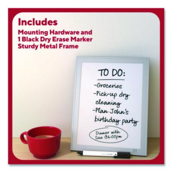 Mini Melamine Dry Erase Board, 8.5" x 11" White Surface, Aluminum Frame