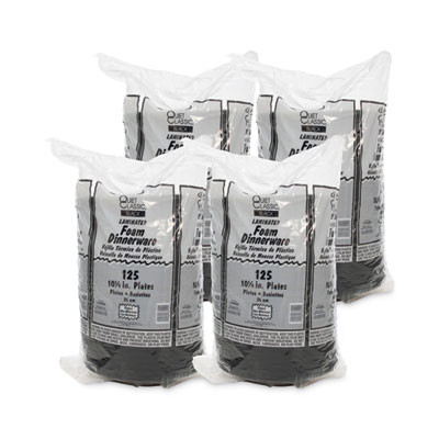 Quiet Classic Laminated Foam Dinnerware, Plate, 10.25" Dia, Black, 125/Pack, 4 Packs/Carton