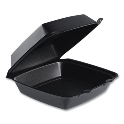 Insulated Foam Hinged Lid Containers, 7.96 x 8.36 x 3.2, Black, 200/Carton