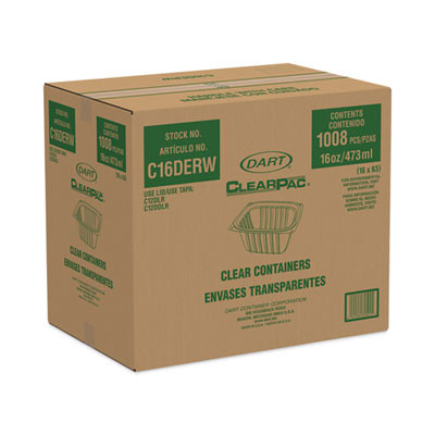 Clearpac Containers, 16 Oz, 4.9 x 5.9 x 2.9, Clear, Plastic, 1,008/Carton