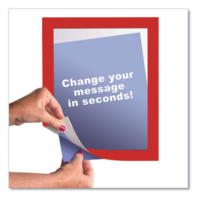 Self-Adhesive Sign Holders, 8.5 x 11 Insert, Clear With Red Border Frame, 2/Pack