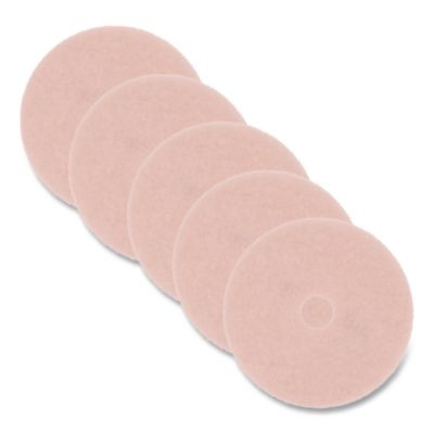 Burnish Floor Pads, 28" Diameter, Pink, 5/Carton