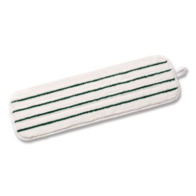 Microfiber Flat Mop, 18", White/Stripes, Microfiber Pad, 100/Carton