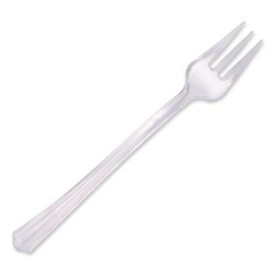 Petites Mini Utensils, Medium Duty, Petite Tasting Fork, Plastic, Clear, 500/Carton
