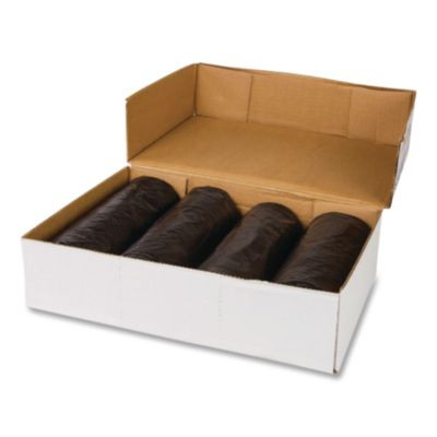 Low-Density Commercial Can Liners, 30 Gal, 0.58 Mil, 30" x 36", Black, Interleaved Roll, 25 Bags/Roll, 10 Rolls/Carton