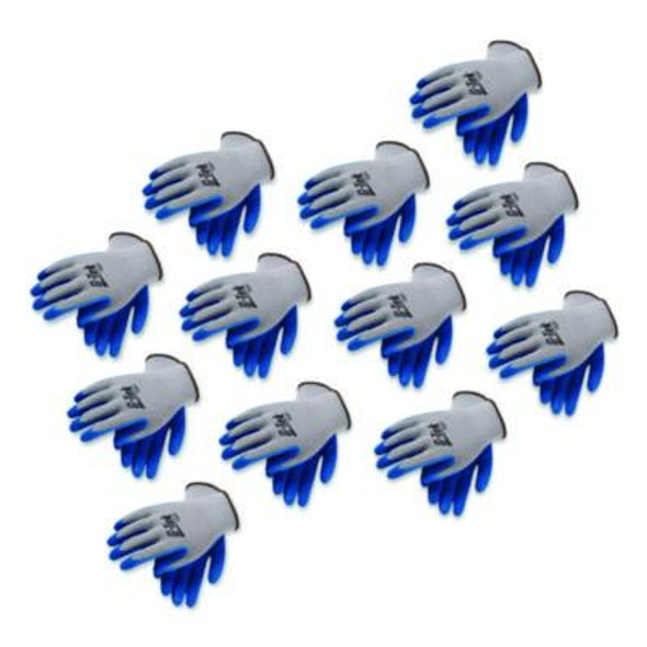 Gp Latex-Coated Cotton/Polyester Gloves, En388: 1111, Small, Gray/Blue, 12 Pairs