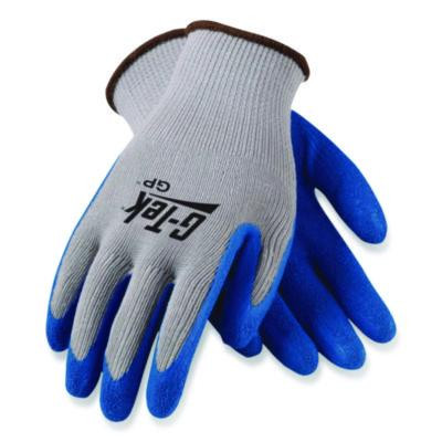 Gp Latex-Coated Cotton/Polyester Gloves, En388: 1111, Small, Gray/Blue, 12 Pairs