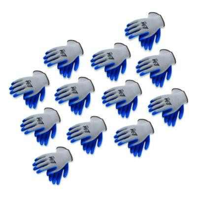 Gp Latex-Coated Cotton/Polyester Gloves, En388: 1111, Small, Gray/Blue, 12 Pairs