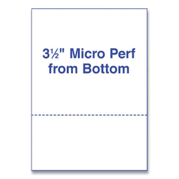 Perforated And Punched Laser Cut Sheets, Micro-Perforated 3.5" From Bottom, 24 Lb Bond Weight, 8.5 x 11, White, 500/Ream