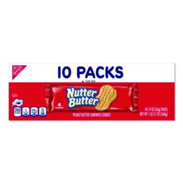 Nutter Butter, Peanut Butter, 1.9 Oz, 4 Cookies/Pack, 10 Packs/Box